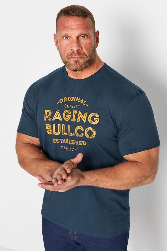  RAGING BULL Big & Tall Navy Blue Printed T-Shirt