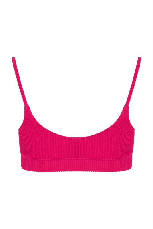 Plus Size Hot Pink Textured Bikini Top | Yours Clothing 6