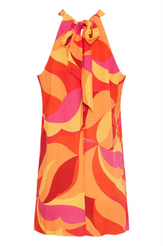 LTS Tall Bright Orange Swirl Print Halter Neck Top_Y.jpg