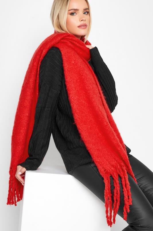 Plus Size  Yours Red Super Soft Chunky Tassel Scarf