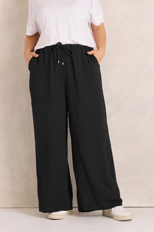 EVANS Plus Size 2 Pack Black & Navy Wide Leg Trousers | Evans 2