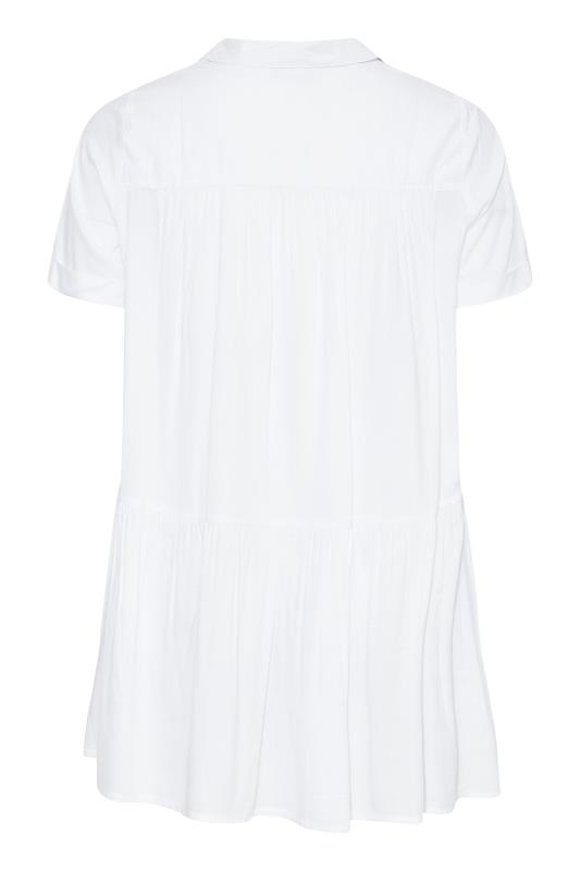 Plus Size White Tiered Short Sleeve Shirt | Yours Clothing  7