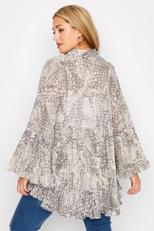 YOURS LONDON Plus Size Grey Snake Print Pleated Shirt | Yours Clothing 3