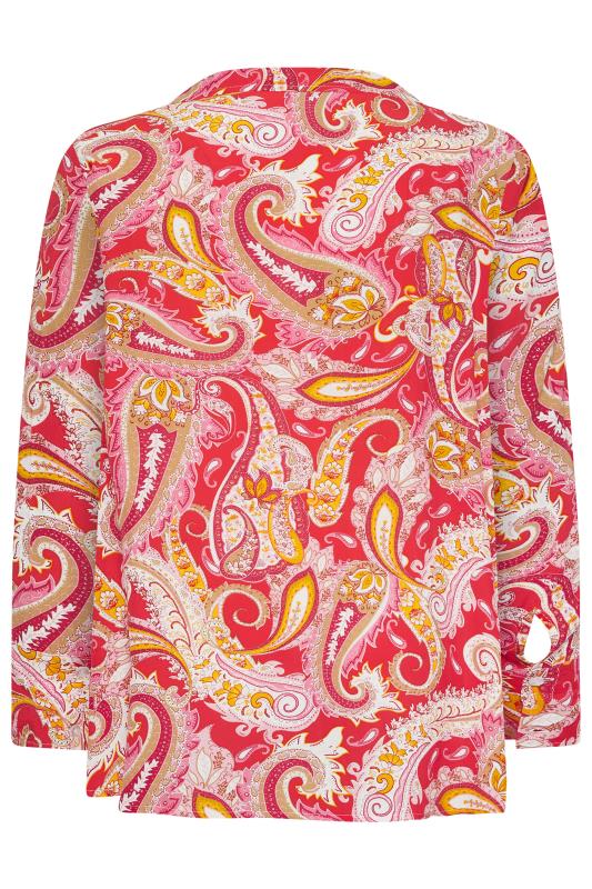 YOURS Curve Plus Size Pink Paisley Print Long Sleeve Shirt | Yours Clothing  8