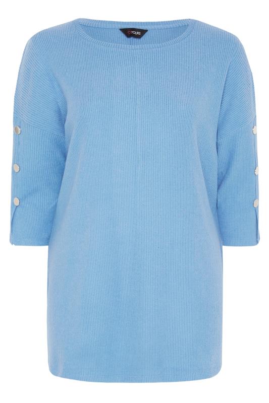 YOURS Curve Plus Size Light Blue Long Sleeve Button Soft Touch Top | Yours Clothing  6