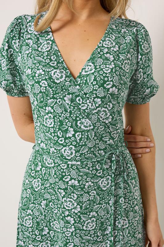 LTS Tall Women's Green Floral Cotton Wrap Maxi Dress | Long Tall Sally 5