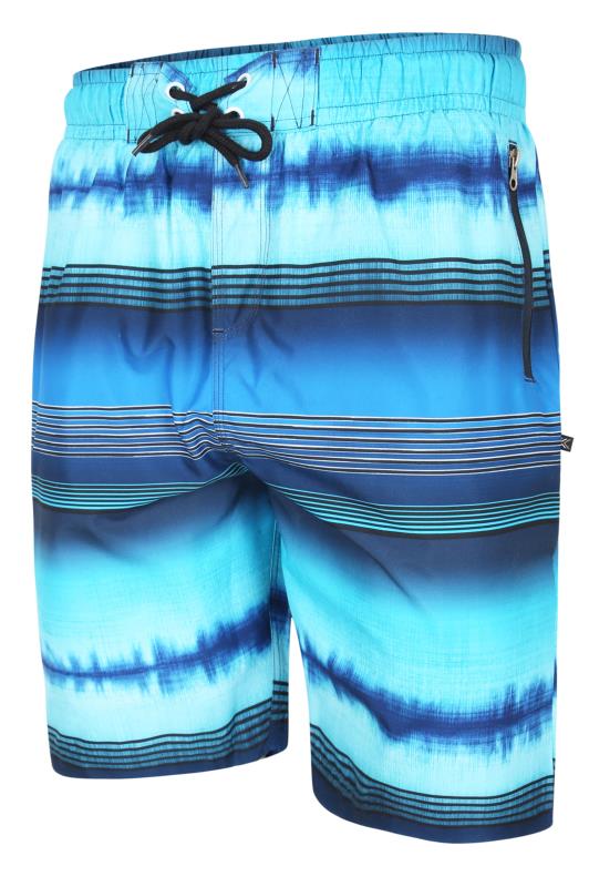  KAM Big & Tall Blue Stripe Print Swim Shorts