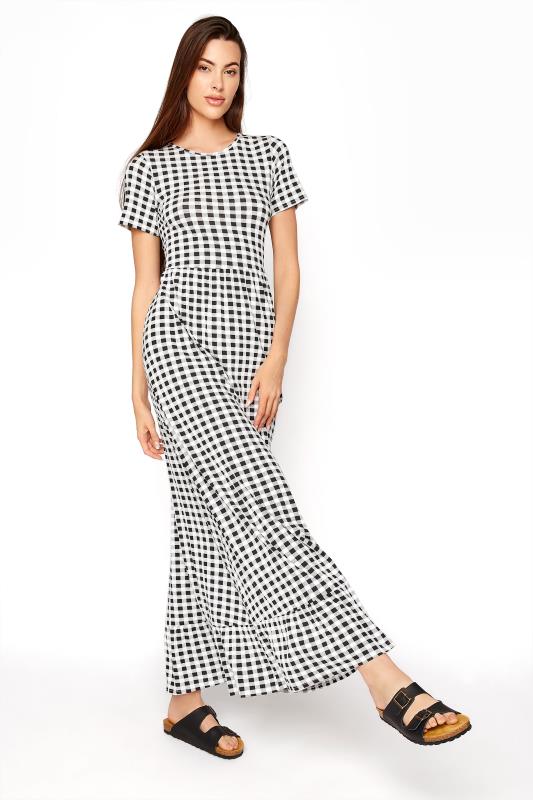 LTS Tall White Gingham Tiered Maxi Dress 2