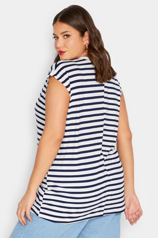 LIMITED COLLECTION Plus Size Navy Blue Stripe Boxy Vest Top | Yours Clothing 3