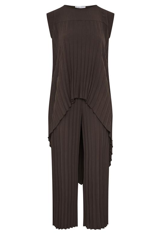 YOURS LONDON Plus Size Chocolate Brown Pleated Set | Yours Clothing 6