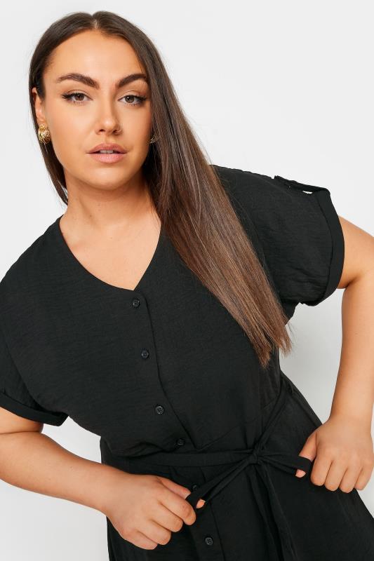 YOURS Curve Plus Size Black Utility Shirt Dress | Yours Clothing  4