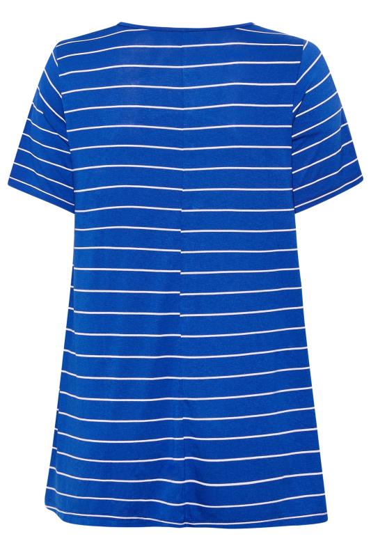 Plus Size Blue Stripe Cut Out Top | Yours Clothing  7