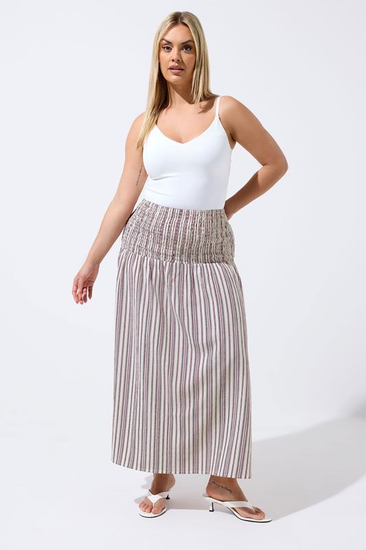  LIMITED COLLECTION Curve Red & White Stripe Maxi Skirt