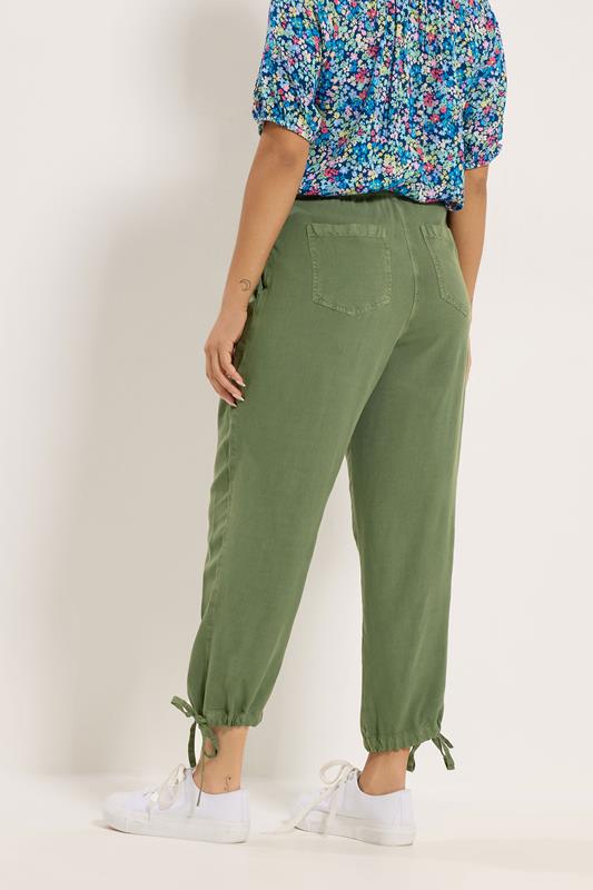 M&Co Khaki Green Tie Hem Trousers | M&Co 4