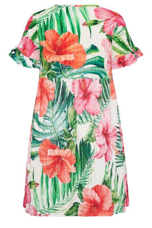 YOURS Curve White Tropical Floral Print Smock Tunic Dress | Yours Clothing 7
