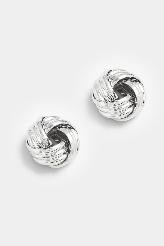 Silver Knot Stud Earrings | Yours Clothing  2
