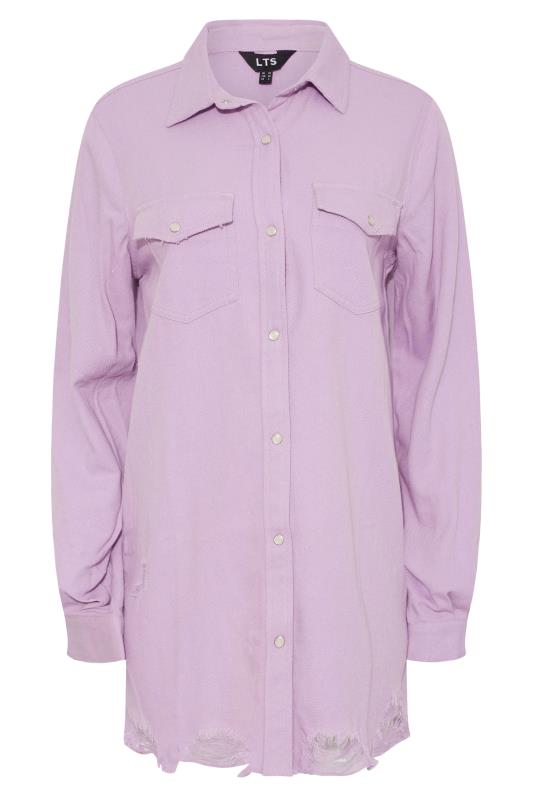 LTS Tall Women's Lilac Purple Distressed Twill Shirt | Long Tall Sally 6