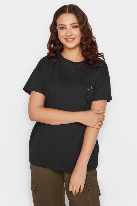 LTS Tall Black Utility Pocket Cotton T-Shirt | Long Tall Sally 2