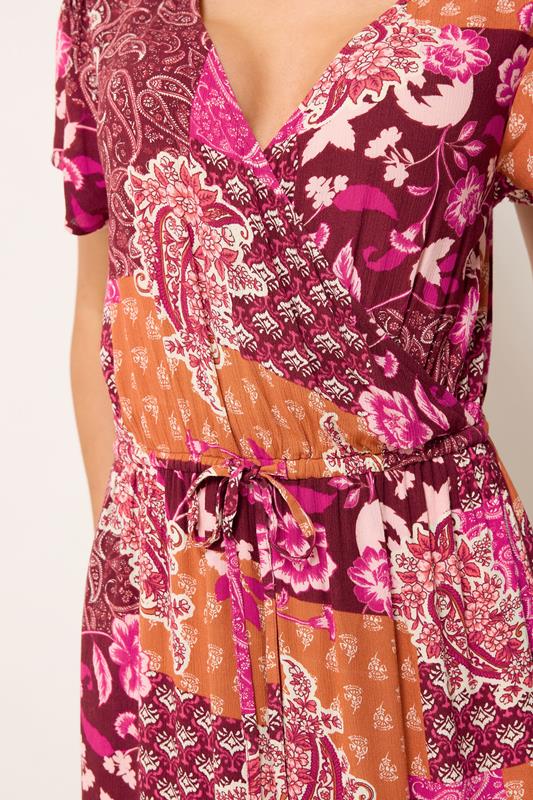 M&Co Red Abstract Floral Print Wrap Maxi Dress | M&Co 5