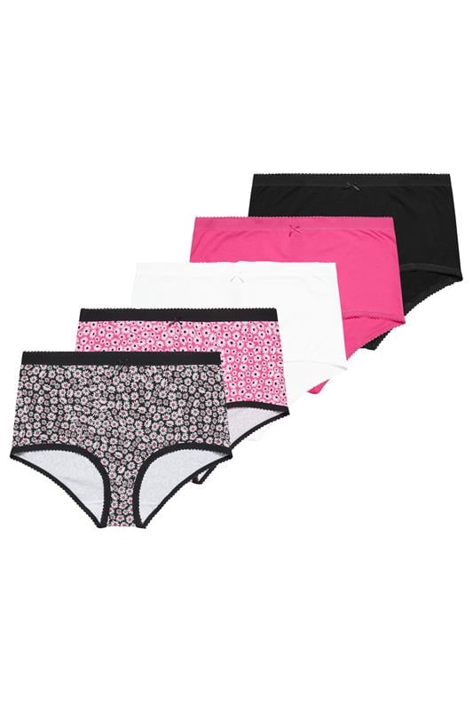  YOURS pack de 5 bragas de cobertura completa con estampado de margaritas rosas