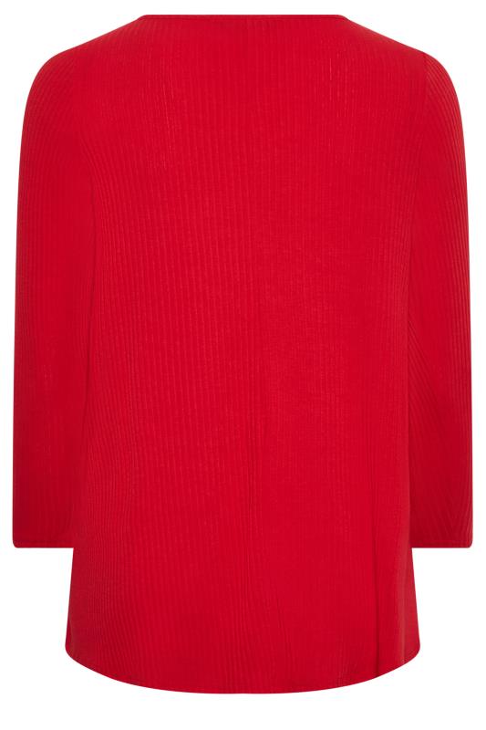 YOURS Curve Red Twist Front Ribbed Swing Top | Yours Clothing 7