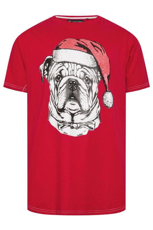 KAM Red Bulldog Santa Graphic Print T-Shirt | BadRhino 3