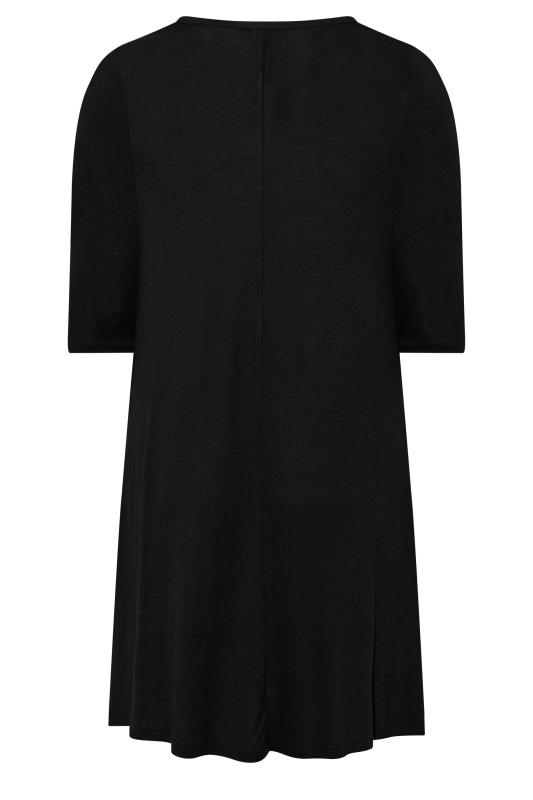 Plus Size Black Drape Pocket Dress | Yours Clothing 7