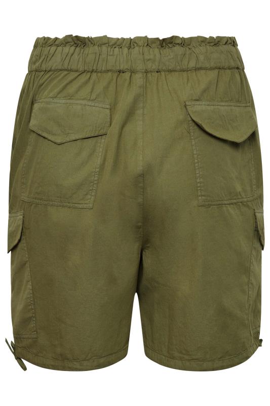 LIMITED COLLECTION Plus Size Khaki Green Paperbag Cargo Shorts | Yours Clothing 7