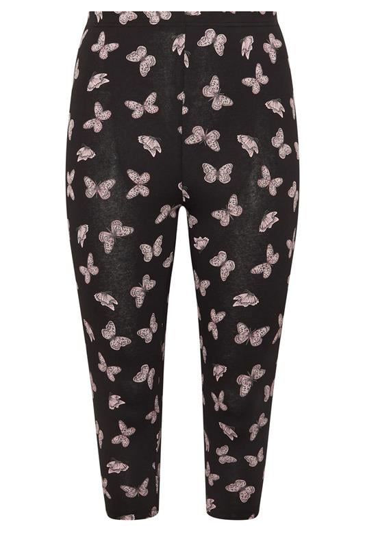 YOURSET 2 PACK Plus Size Black Butterfly Print Cropped Leggings | Yours Clothing 8