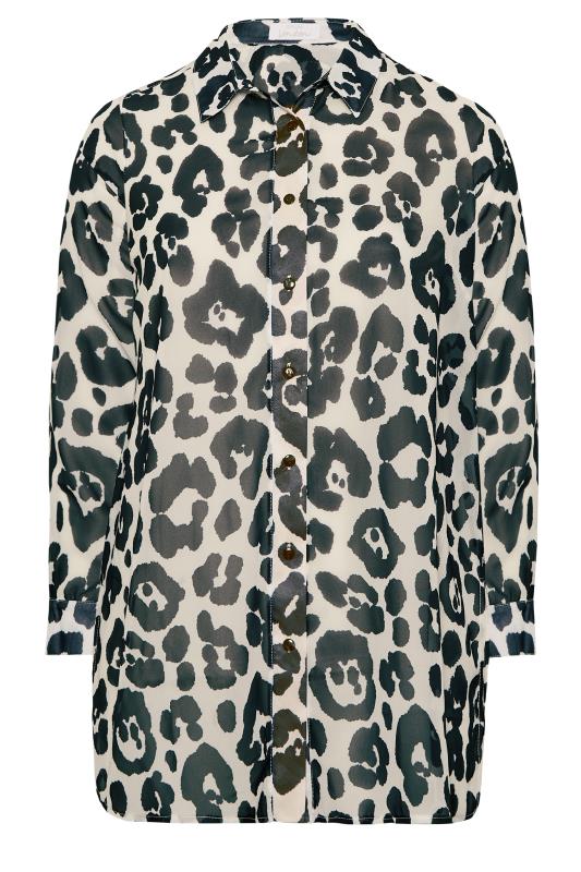 YOURS LONDON Plus Size Curve White & Black Leopard Print Longline Shirt | Yours Clothing  6