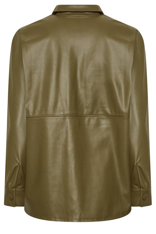 Plus Size Olive Green Faux Leather Shacket | Yours Clothing 7
