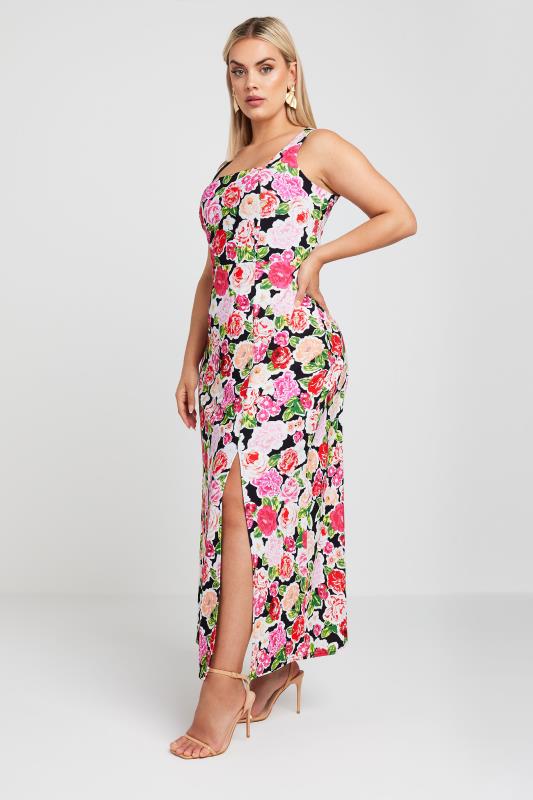 Plus Size  LIMITED COLLECTION Curve Pink Floral Print Square Neck Maxi Dress