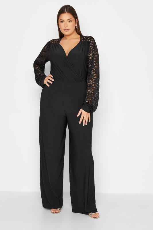  Grande Taille LTS Tall Black Lace Back Stretch Jumpsuit