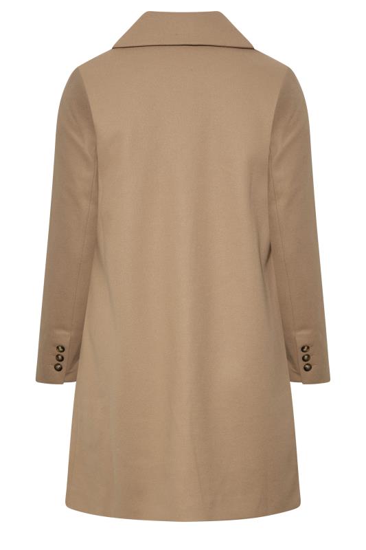 Plus Size Beige Brown City Midi Coat | Yours Clothing 7