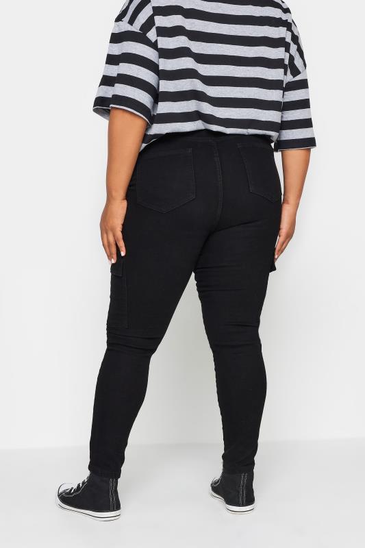 YOURS Curve Plus Size Black Cargo AVA Jeans | Yours Clothing  4
