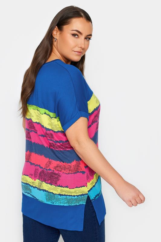 YOURS Plus Size Blue Abstract Stripe Print Top | Yours Clothing 3