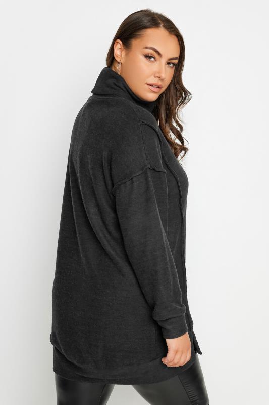 YOURS Plus Size Black Soft Touch Turtleneck Sweatshirt | Yours Clothing 4