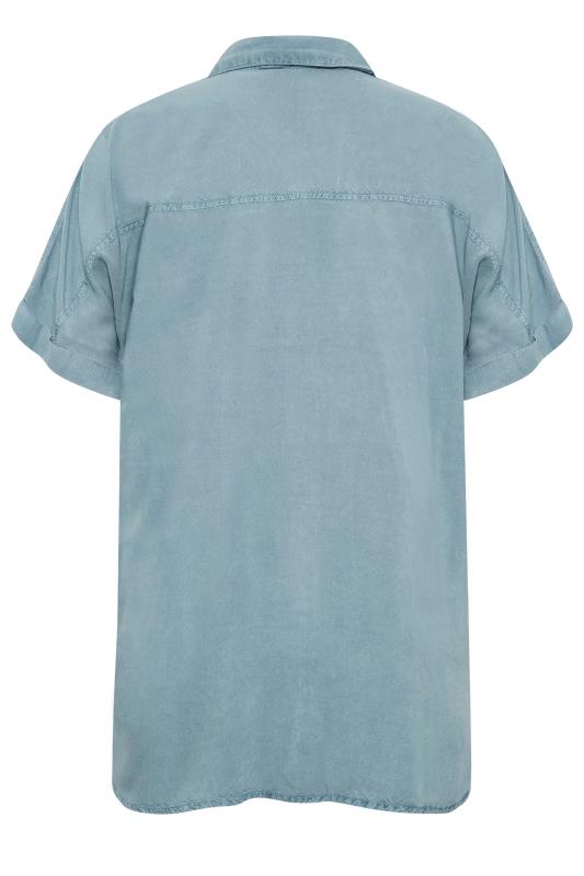 LTS Tall Women's Blue Short Sleeve Denim Shirt | Long Tall Sally 7