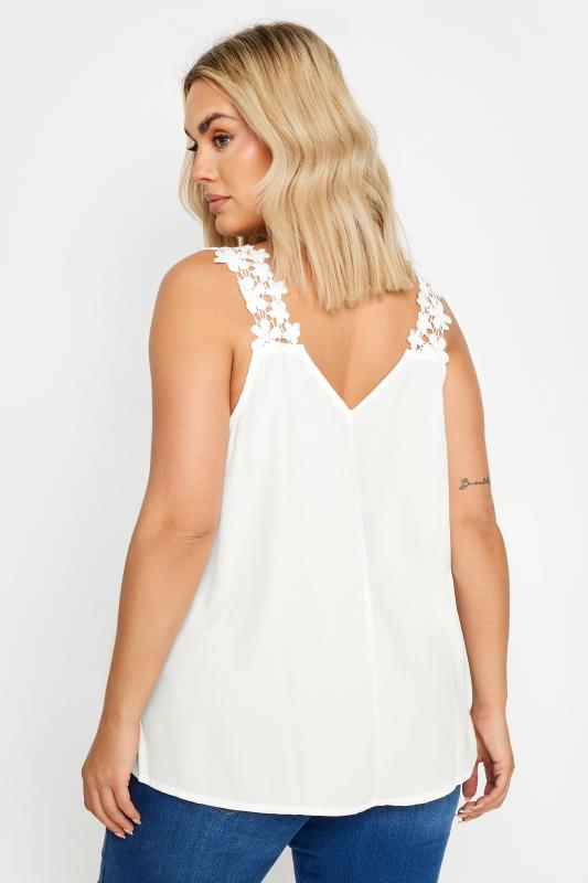 YOURS Plus Size White Floral Trim Cami | Yours Clothing 3