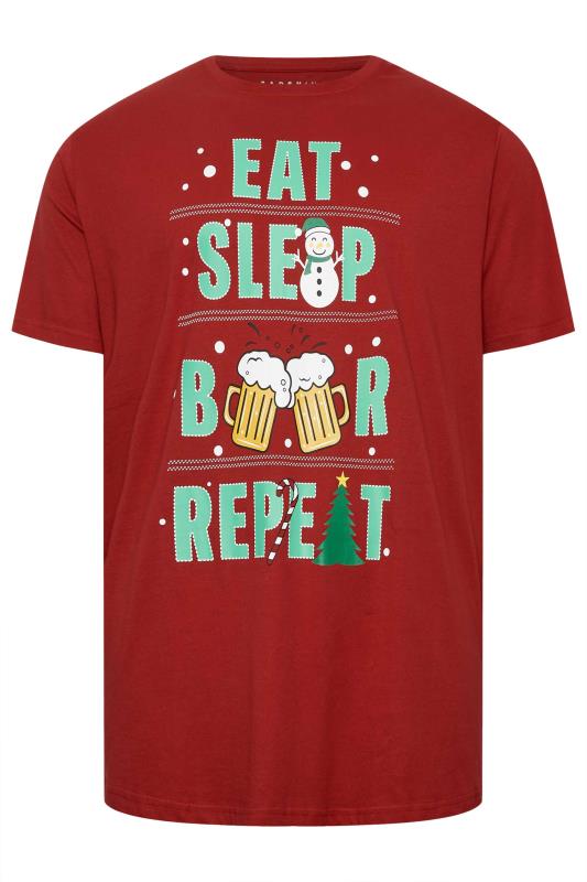 BadRhino Big & Tall Red 'Eat Sleep Beer' Christmas T-Shirt | BadRhino 4