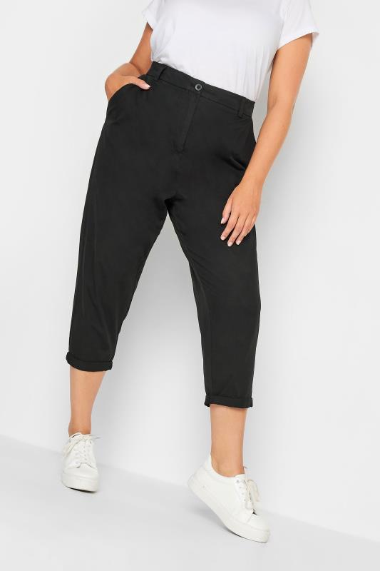  Grande Taille YOURS Curve Black Cropped Chino Trousers