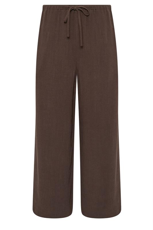 LTS Tall Women's Chocolate Brown Linen Cropped Trousers | Long Tall Sally 6
