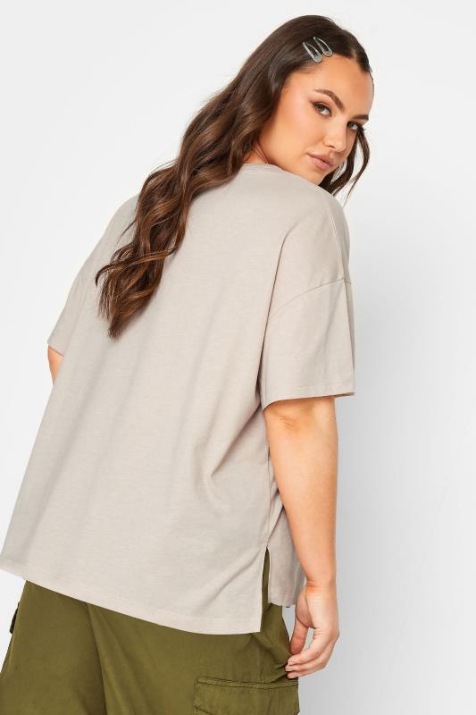 YOURS Plus Size Cream Step Hem T-Shirt | Yours Clothing 3
