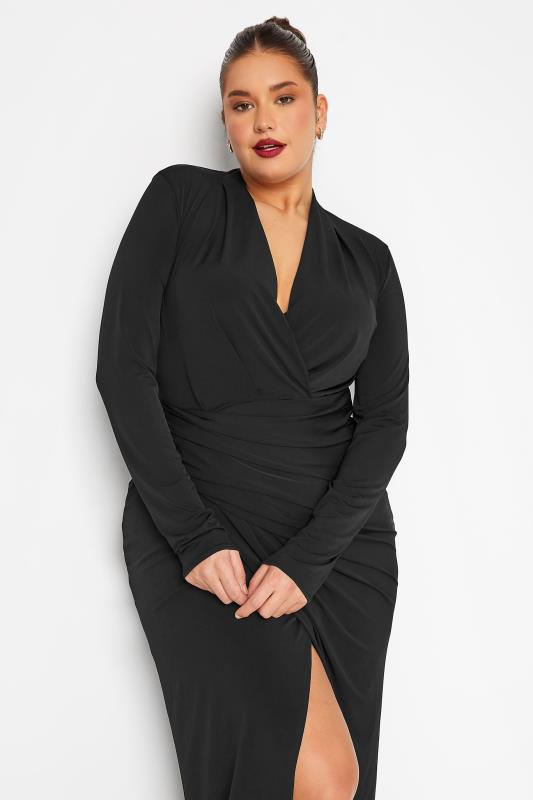 LTS Tall Women's Black Long Sleeve Wrap Dress | Long Tall Sally 3