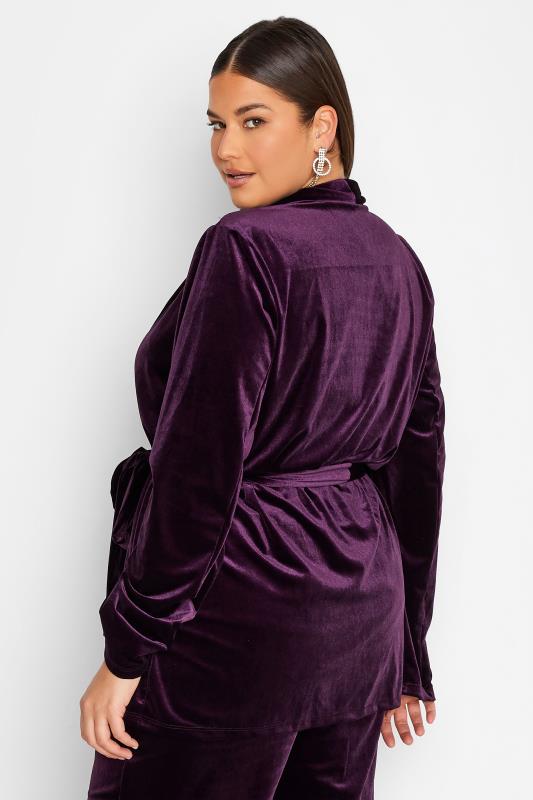 LTS Tall Women's Purple Velvet Belted Blazer | Long Tall Sally 3