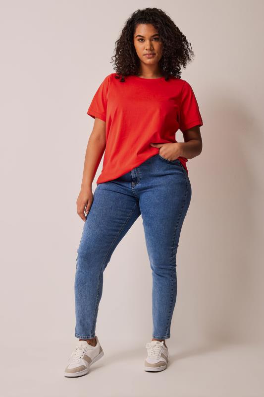 EVANS Plus Size Poppy Red Essential T-Shirt | Evans 3