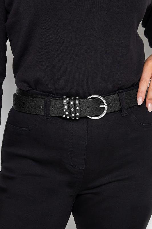  Grande Taille Black Studded Strap Belt