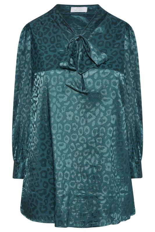 Plus Size YOURS LONDON Teal Green Animal Print Bow Blouse | Yours Clothing 6