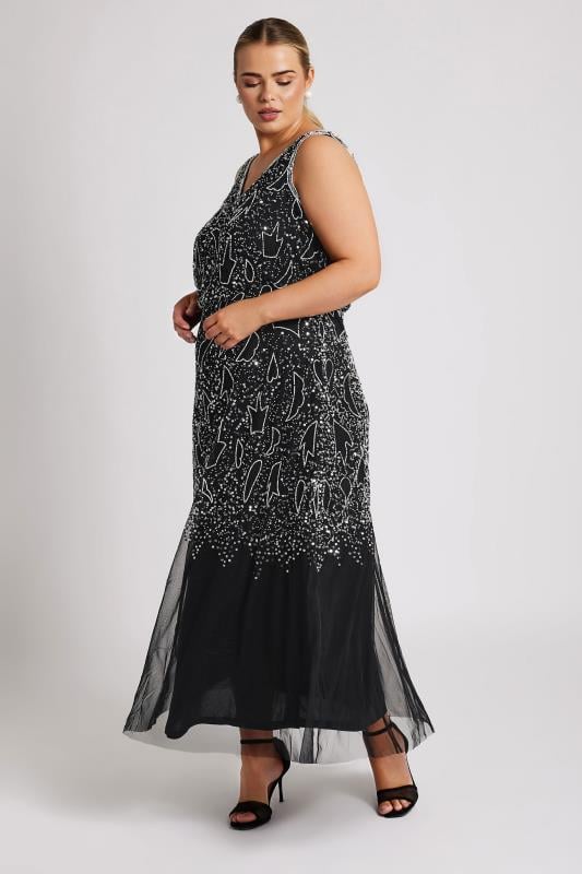 LUXE Plus Size Black Sequin Embellished Maxi Dress Yours Clothing