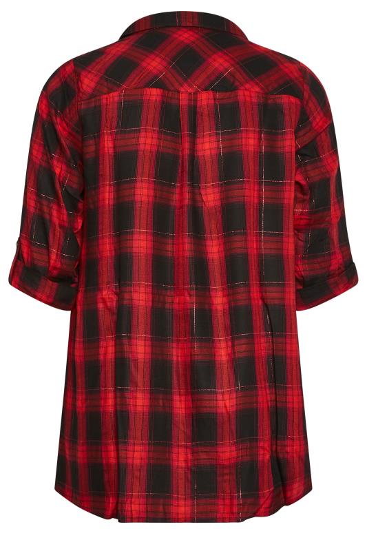 YOURS Curve Plus Size Red Check Print Shirt | Yours Clothing  8